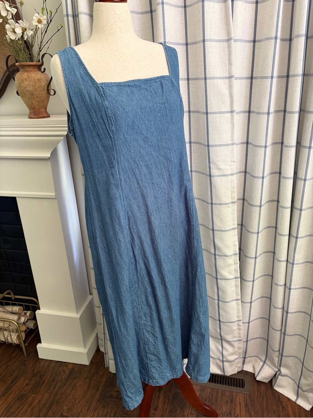 Old Navy Cotton Denim Square Neck Midi Dress - Picture 13 of 13